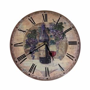 Wine-Themed Wooden Painted Wall Clock